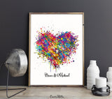 Heart Love Personalized Watercolor Print Housewarming Gift  Personalized Gift Customized Wedding Gift LGBT Gay Lesbian Gift Wall Art-2023