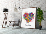 Heart Love Personalized Watercolor Print Housewarming Gift  Personalized Gift Customized Wedding Gift LGBT Gay Lesbian Gift Wall Art-2023