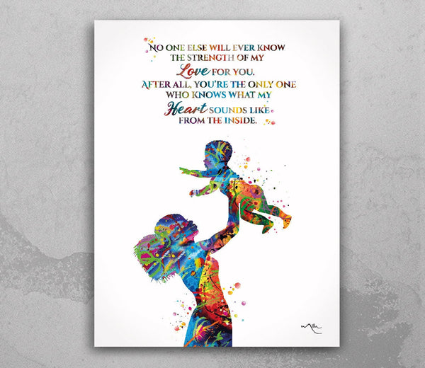 Mother and Child Quote Watercolor Print Mother and Baby Afro American Boy Girl African American Motherhood New Mum Baby Shower Nursery-1995