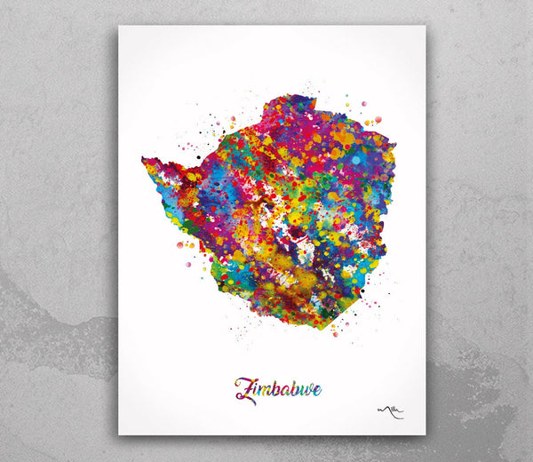 Zimbabwe Country Map Watercolor Print Wall Art Travel Map Harare Map Homesick Africa Wall Decor Housewarming Gift Wall Hanging-2025