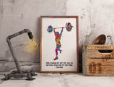 Weight Lifter Woman Quote Watercolor Print Female Weightlifter Gift Motivational Quote Wall Decor Gym Fitness Fit Like a Girl Wall Art-2031