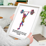 Weight Lifter Woman Quote Watercolor Print Female Weightlifter Gift Motivational Quote Wall Decor Gym Fitness Fit Like a Girl Wall Art-2031