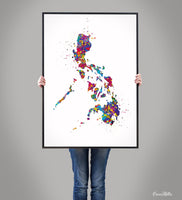 Philippines Map Watercolor Print Anniversary Honeymoon Wedding Gift Travel Art Poster Wall Art Housewarming Gift Wall Hanging Wall Art-2000