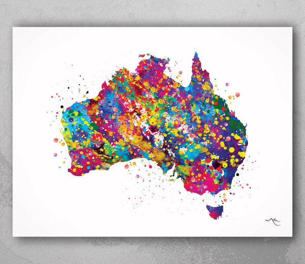 Australia Map Watercolor Print Travel Art Print  Wall Wedding Gift Poster AUS Wall Art Decor Art Home Decor Office Decor Wall Hanging-1682