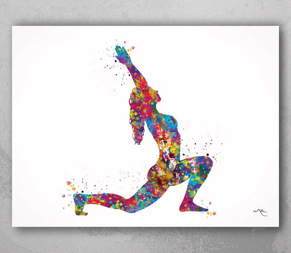 Yoga Pose Watercolor Print Virabhadrasana I Yoga Print Yoga Warrior  Pose Yoga Pose Yogi Yoga Studio Yoga Wall Decor Yoga Zen Wall Art-2001