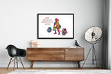 Woman Weight Lifter Quote Watercolor Print Female Weightlifter Gift Art Wall Decor Gym Fitness and she lifted motivational Wall Art-2038