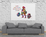 Woman Weight Lifter Quote Watercolor Print Female Weightlifter Gift Art Wall Decor Gym Fitness and she lifted motivational Wall Art-2038