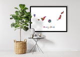 Canary Islands Watercolor Print Spain Wall Art Wedding Gift Honeymoon Gift Map Wall Hanging Country Travel Poster Home Wall Decor-2040