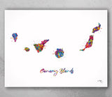Canary Islands Watercolor Print Spain Wall Art Wedding Gift Honeymoon Gift Map Wall Hanging Country Travel Poster Home Wall Decor-2040