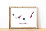 Canary Islands Watercolor Print Spain Wall Art Wedding Gift Honeymoon Gift Map Wall Hanging Country Travel Poster Home Wall Decor-2040