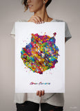 Gran Canaria Watercolor Print Spain Wall Art Wedding Gift Honeymoon Gift Map Wall Hanging Travel Housewarming Gift Home Wall Decor-2041