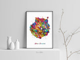 Gran Canaria Watercolor Print Spain Wall Art Wedding Gift Honeymoon Gift Map Wall Hanging Travel Housewarming Gift Home Wall Decor-2041