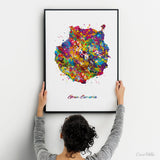 Gran Canaria Watercolor Print Spain Wall Art Wedding Gift Honeymoon Gift Map Wall Hanging Travel Housewarming Gift Home Wall Decor-2041