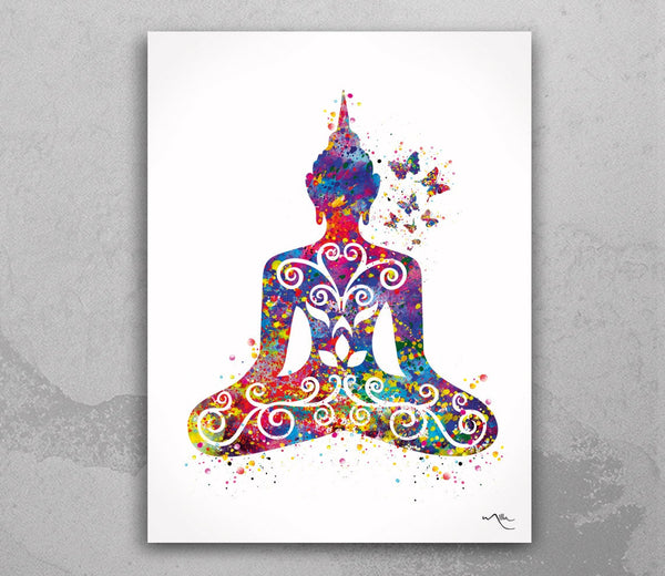 Buddha and Butterfly Yoga Pose Watercolor Print Housewarming Gift Yoga Wall Art Poster Relaxation Wall Decor Art Home Decor Wall Hanging-502