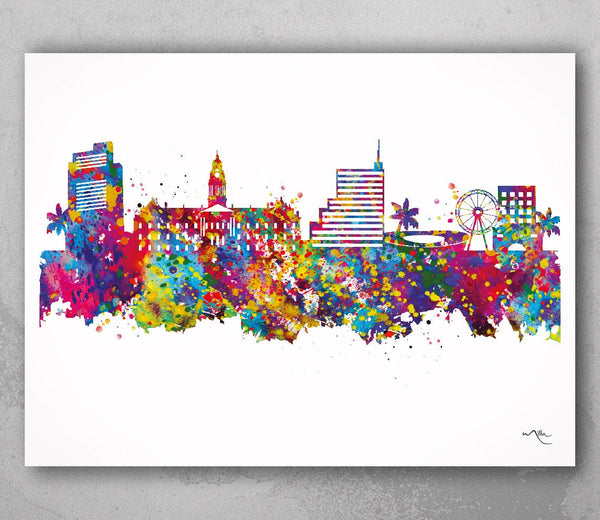 Cape Town Skyline Watercolor Print City Map South Africa Homesick Wanderlust Art Print Wall African Travel Wall Decor Wall Hanging-2012