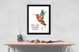 Hummingbird Quote Watercolor Print Petit a petit l'oiseau fait son nid French proverb saying bird nest Housewarming Gift Typo Wall Art-2013