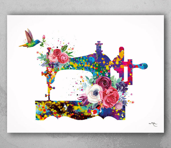 Sewing Machine Watercolor Print Wall Art Seamstress Sewing Room Housewarming Gift Craft Room Decor Wall Decor Tailor Decor Wall Hanging-2016