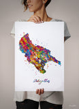 Zakynthos Map Watercolor Print Zante Map Print Greece Travel Poster Honeymoon Anniversary Greek Island Wall Decor Minimalist Wall Art-1587