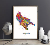 Zakynthos Map Watercolor Print Zante Map Print Greece Travel Poster Honeymoon Anniversary Greek Island Wall Decor Minimalist Wall Art-1587