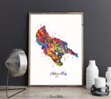 Zakynthos Map Watercolor Print Zante Map Print Greece Travel Poster Honeymoon Anniversary Greek Island Wall Decor Minimalist Wall Art-1587