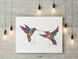 Hummingbirds Watercolor Print Wedding Gift Wall Art Hummingbird Poster Watercolor Bird Painting Bird Print Christmas Gift Wall Hanging-975