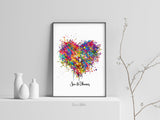 Heart Love Personalized Watercolor Print Housewarming Gift  Personalized Gift Customized Wedding Gift LGBT Gay Lesbian Gift Wall Art-2023