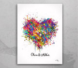 Heart Love Personalized Watercolor Print Housewarming Gift  Personalized Gift Customized Wedding Gift LGBT Gay Lesbian Gift Wall Art-2023
