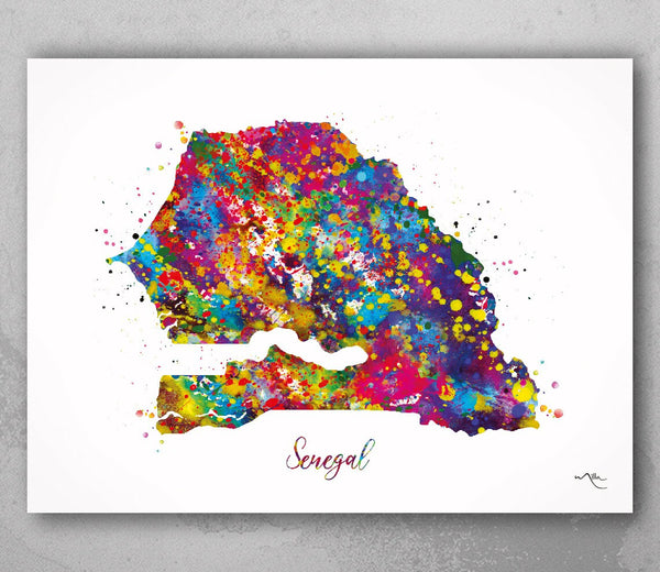 Senegal Country Map Watercolor Print Wall Art Wedding Gift Travel Map Dakar Homesick Africa Wall Decor Housewarming Gift Wall Hanging -2024