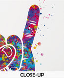Rock And Roll Hand Sign Watercolor Print Music Wall Art Poster House Party Rock Hand Sign Rocknroll Rock N Roll Wall Art Wall Hanging-2057