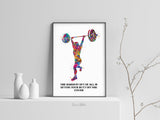 Weight Lifter Woman Quote Watercolor Print Female Weightlifter Gift Motivational Quote Wall Decor Gym Fitness Fit Like a Girl Wall Art-2031