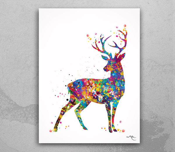 Deer Watercolor Print Stag Poster Antler Horns Adventure Wildlife Print Hunter Gift Forest Animals Wall Art Nursery Decor Wall Hanging-18