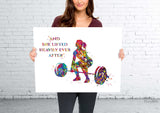 Woman Weight Lifter Quote Watercolor Print Female Weightlifter Gift Art Wall Decor Gym Fitness and she lifted motivational Wall Art-2038