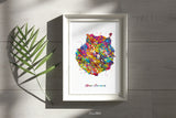 Gran Canaria Watercolor Print Spain Wall Art Wedding Gift Honeymoon Gift Map Wall Hanging Travel Housewarming Gift Home Wall Decor-2041