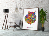 Gran Canaria Watercolor Print Spain Wall Art Wedding Gift Honeymoon Gift Map Wall Hanging Travel Housewarming Gift Home Wall Decor-2041