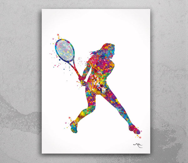 Tennis Player Girl Watercolor Print Female Tennis Gift Art Wall Art Wall Decor Tennis Player Woman Home Decor Girl Sport Wall Art-2077