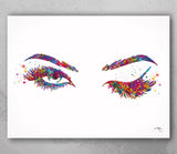 Woman Eyes Watercolor Print Beauty Salon Art Make Up Salon Wall Art Sexy Girl Eyes Eyelashes Wall Art Wall Hanging Female Eye Decor-2045