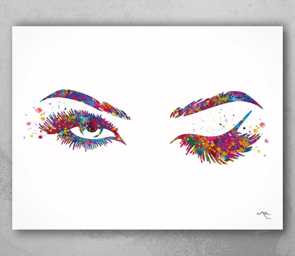 Woman Eyes Watercolor Print Beauty Salon Art Make Up Salon Wall Art Sexy Girl Eyes Eyelashes Wall Art Wall Hanging Female Eye Decor-2045