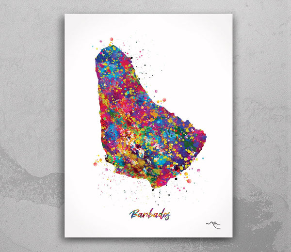 Barbados Map Watercolor Print Caribbean Islands Map Wall Art Wedding Gift Honeymoon Gift Map Wall Hanging Travel Gift Home Wall Decor-988
