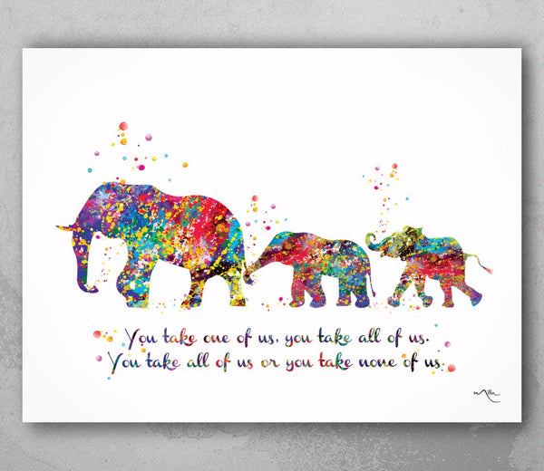 Elephant Family Quote Art Print Watercolor Print Wedding Gift Wall Art Housewarming Gift Wall Decor Art Home Decor Wall Hanging Nursery-361