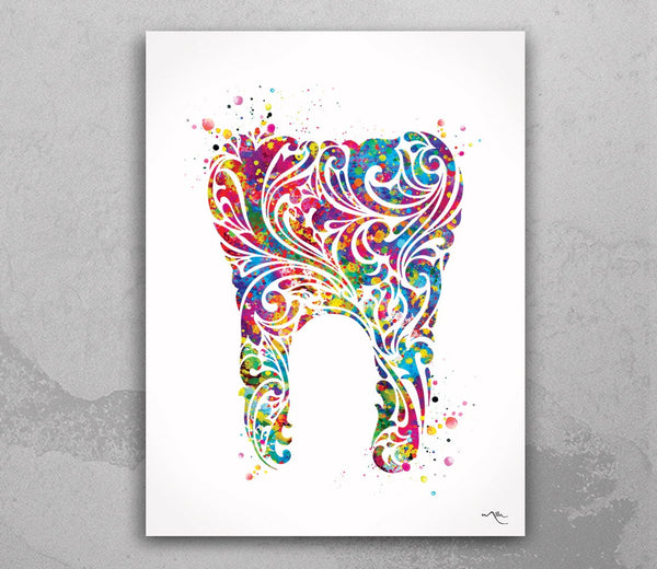 Tooth Floral Art Watercolor Print Medical Art Surgeon Dental Clinic Decor Gift Dentist Dentistry Office Wall Art Office Dental Hygienist-693