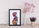 Pregnant Woman Watercolor Print Pregnancy Gift Gynecology Obstetrician Nursing Afro Mom New Mum Medical Office Art Clinic Midwife Gift-2089