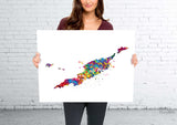 Anguilla Map Watercolor Print Caribbean Islands Map Wall Art Wedding Gift Honeymoon Gift Map Wall Hanging Travel Gift Home Wall Decor-423