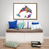 Dolphin Watercolor Print Mother and Baby Gift Baby Shower Housewarming Gift Wall Art Poster Dolphins Wall Decor Nursery Wall Art Hanging-754