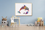 Dolphin Watercolor Print Mother and Baby Gift Baby Shower Housewarming Gift Wall Art Poster Dolphins Wall Decor Nursery Wall Art Hanging-754