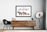 Elephant Family Same Sex Two Dads Watercolor Print Wall Art Gay Adoption LGBT Family Love Wins Wedding Gift Love is Love Gift Mr and Mr-2052