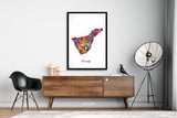 Tenerife Map Watercolor Print Canary Islands Spain Wall Art Wedding Gift Honeymoon Gift Wall Hanging Travel Poster Home Wall Decor-1644