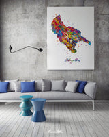 Zakynthos Map Watercolor Print Zante Map Print Greece Travel Poster Honeymoon Anniversary Greek Island Wall Decor Minimalist Wall Art-1587