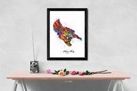 Zakynthos Map Watercolor Print Zante Map Print Greece Travel Poster Honeymoon Anniversary Greek Island Wall Decor Minimalist Wall Art-1587