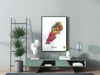 Lebanon Map Watercolor Print Art Print Wedding Gift Hometown Poster Beirut Wall Decor Art Home Decor Middle East Decor Wall Hanging-2101