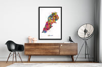 Lebanon Map Watercolor Print Art Print Wedding Gift Hometown Poster Beirut Wall Decor Art Home Decor Middle East Decor Wall Hanging-2101
